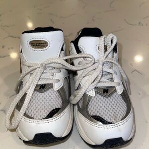 New Balance Kids White and Gray Sneakers